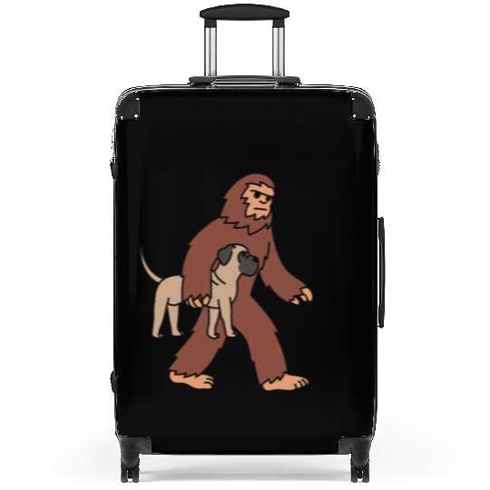 Bigfoot Sasquatch Walking English Mastiff Suitcases