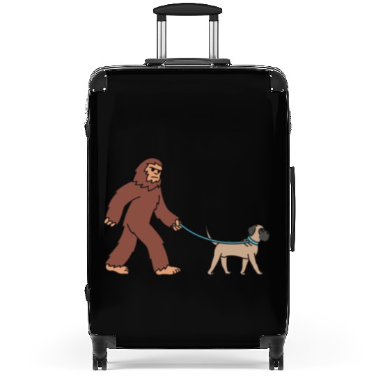 Bigfoot Sasquatch Walking English Mastiff Suitcases