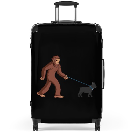 Bigfoot Sasquatch Walking French Bulldog Suitcases