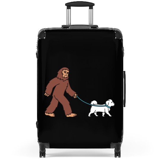 Bigfoot Sasquatch Walking Maltese Suitcases