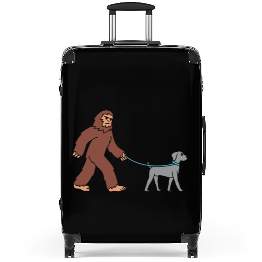 Bigfoot Sasquatch Walking Weimaraner Suitcases