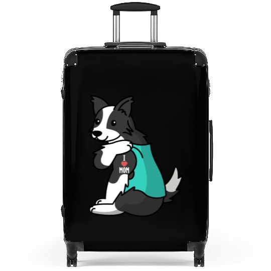 I Love Mom Tattoo Border Collie Suitcases