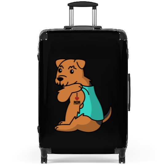 I Love Mom Tattoo Airedale Terrier Suitcases