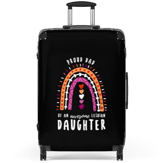Proud Dad Lesbian Daughter Rainbow Suitcases