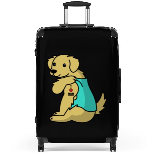 I Love Mom Tattoo Golden Retriever Suitcases