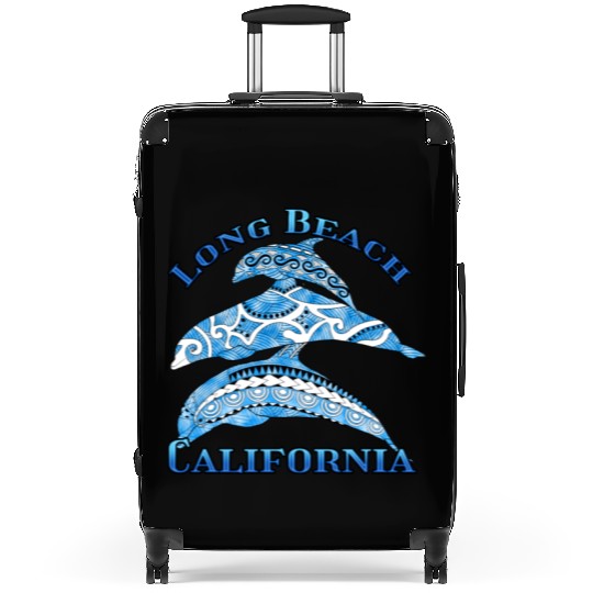 Long Beach California Vacation Tribal Dolphins Suitcases