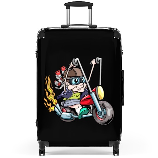 Motorcycle Motorcycling Grandma Motorcyclist Suitcases