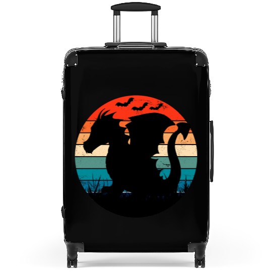 Baby Dragon Sunset Retro Art Illustration Suitcases