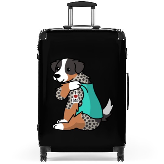 I Love Dad Australian Shepherd Suitcases