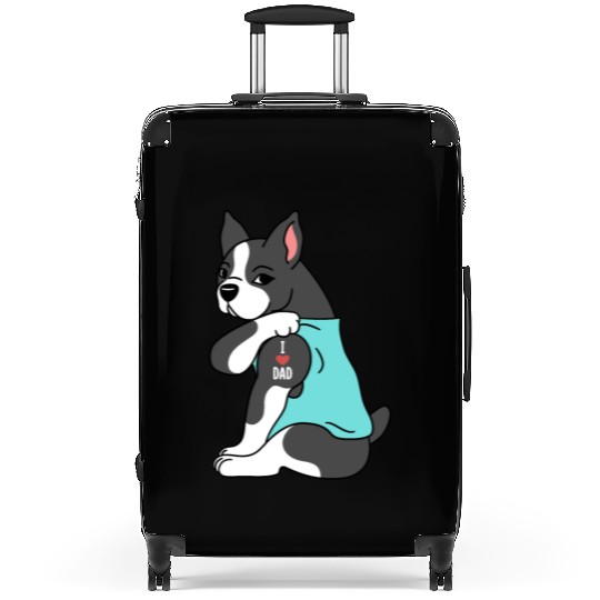 I Love Dad Boston Terrier Suitcases