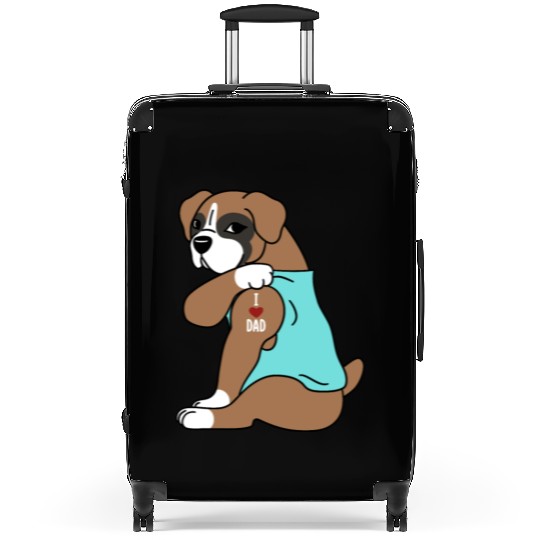 I Love Dad Boxer Dog Suitcases