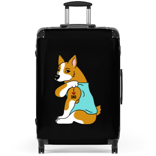 I Love Dad Corgi Suitcases