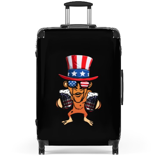 Patriotic Day Monkey US Flag Funny 4th Of July Suitcases