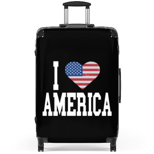 US Flag Proud American I Heart America, I Love Suitcases