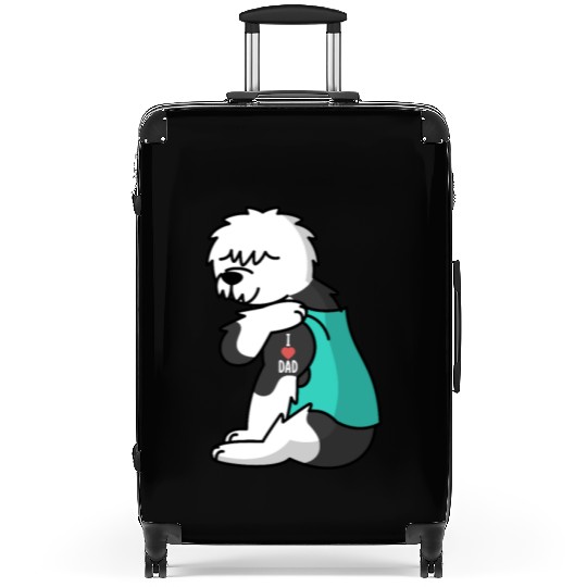 I Love Dad Old English Sheepdog Suitcases