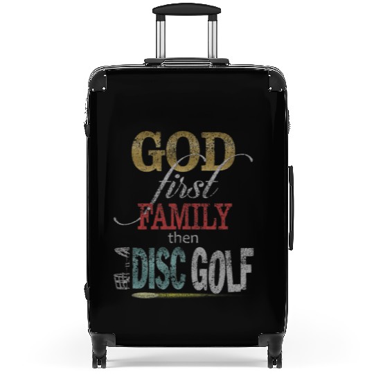 God First Family Then Disc Golf Distressed Suitcases