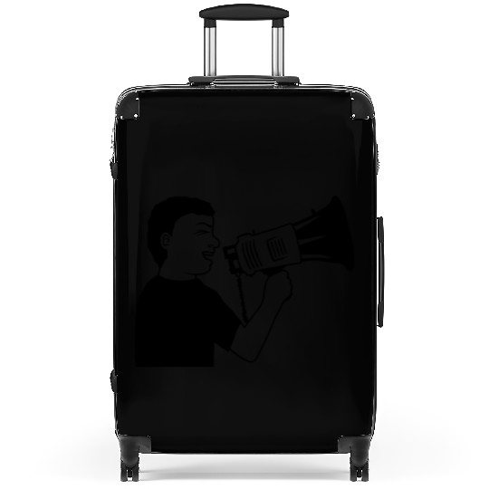 man angry demonstration megaphone Suitcases