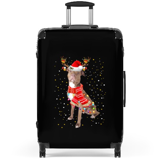 Pitbull Reindeer Christmas Light Suitcases