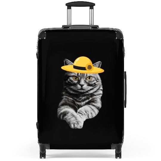 Black Cat With SunFlowers, Gifts For Kitten Lovers Suitcases