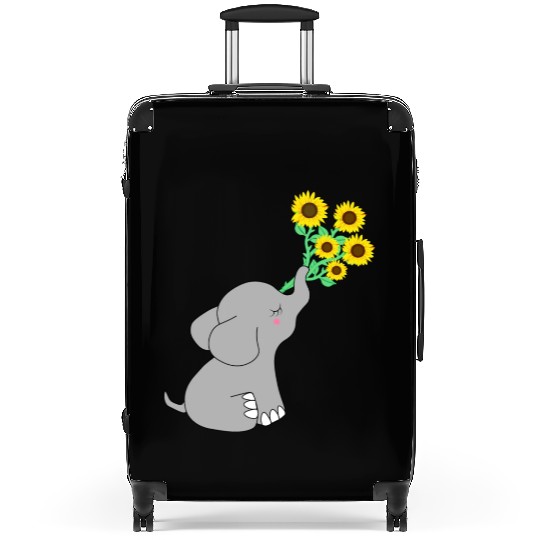 Good Luck elephant holding sunflowers Suitcases