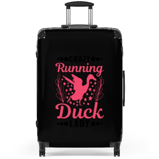 Crazy Running Duck Lady Bottle Suitcases