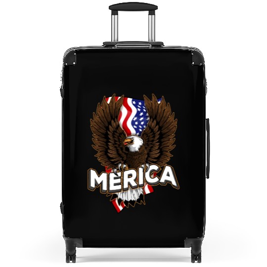 Merica 4th of July Bald Eagle USA American Fla Suitcases