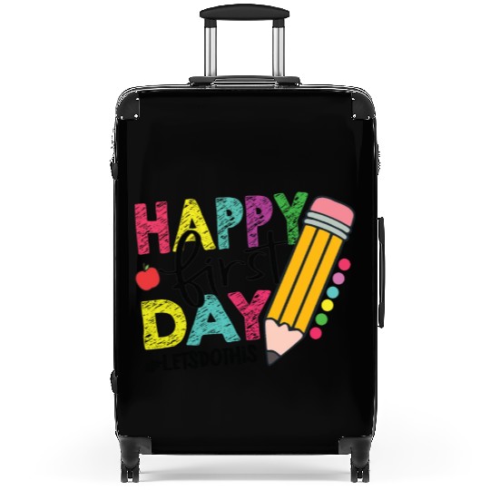 Happy 1st Day of School Teacher Student Suitcases