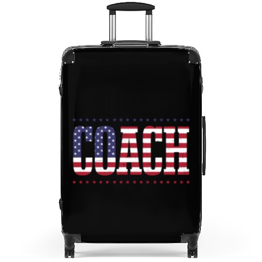 American Flag Coach 4th of July Bold Font Suitcases