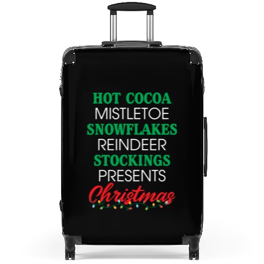 Hot Cocoa Mistletoe Snowflakes Reindeer Stockings Suitcases