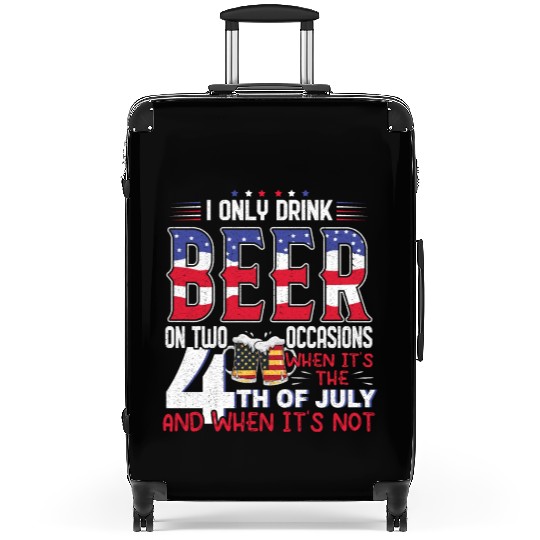America American USA Flag I Drink Beer 4th Of July Suitcases
