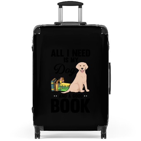 Humorous Dog And A Good Book Dog Relaxing Reading Suitcases