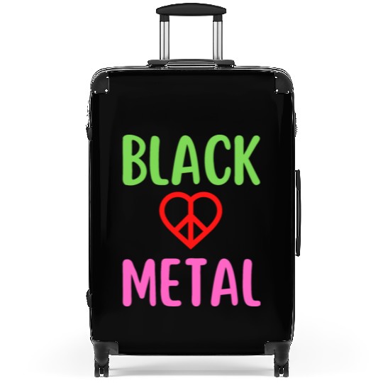 Black Metal Peace Love Symbol Suitcases