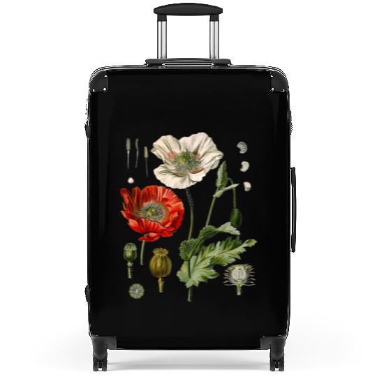Red Poppy flower Botanical Poppies Red Poppy Suitcases