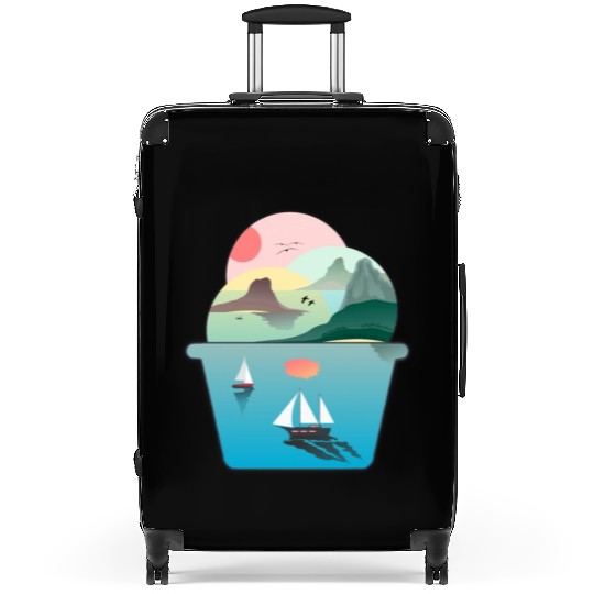 Summer Ice Cream Ocean Wanderlust Sailing Sunset Suitcases