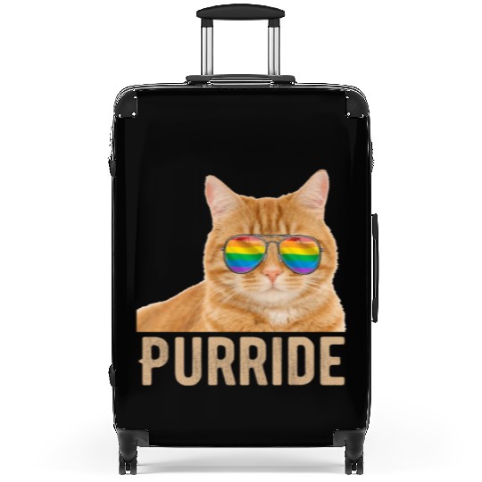Funny Cat LGBT Gay Pride Rainbow Flag Suitcases