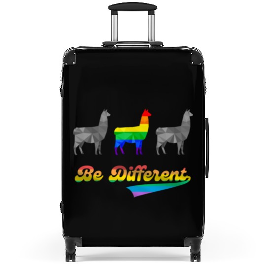 Llama Alpaca LGBTQ Gay Pride Rainbow Flag Differen Suitcases