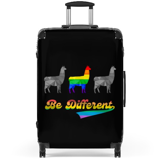 Llama Alpaca LGBTQ Gay Pride Rainbow Flag Differen Suitcases