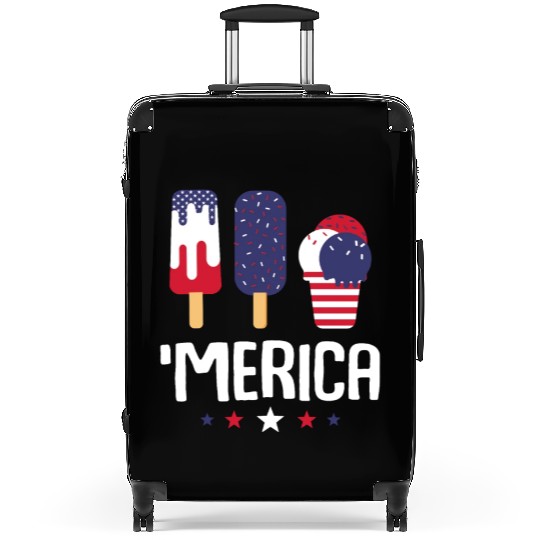 Merica Ice Cream Lover Popsicles US Flag Suitcases