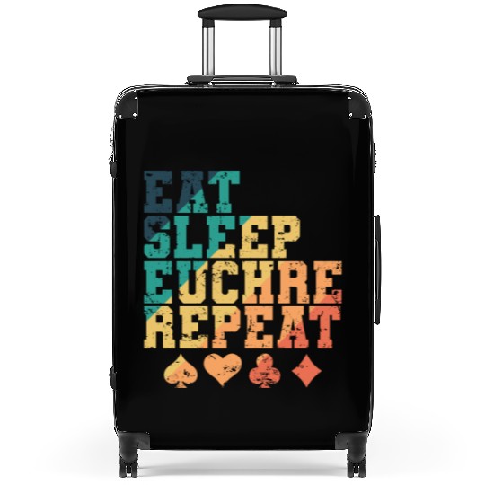 Eat Sleep Euchre Repeat Deck of Cards playing Card Suitcases