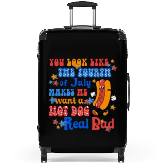 Makes Me Want A Hot Dog Real Bad 4th of July Suitcases