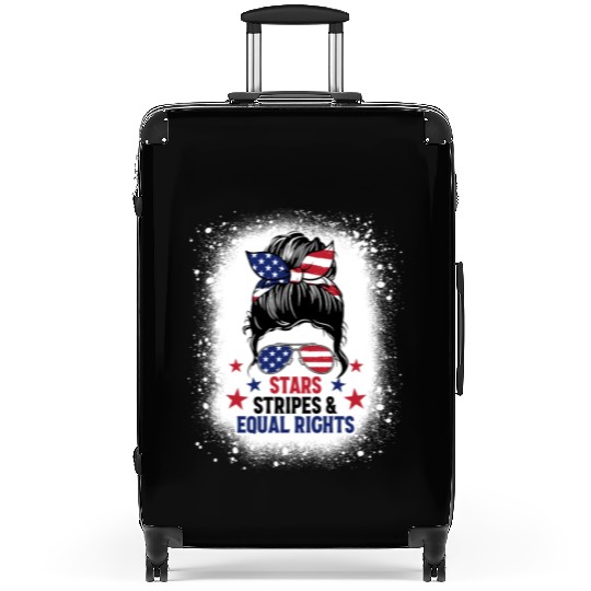 USA Messy Bun Bleached Stars Stripes Equal Rights Suitcases