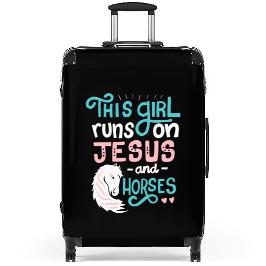 This Girl Runs on Jesus And Horses for Horse Suitcases
