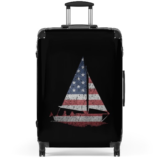 Distressed Stars Stripes Sailboat Sailing Adventur Suitcases