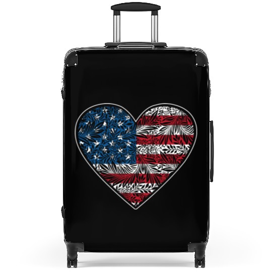 US Patriotic Heart with US FLAG 4th of july Suitcases
