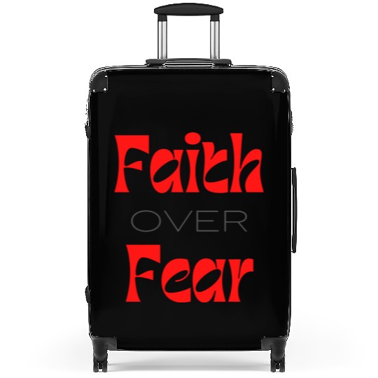 Faith over Fear Typography Suitcases