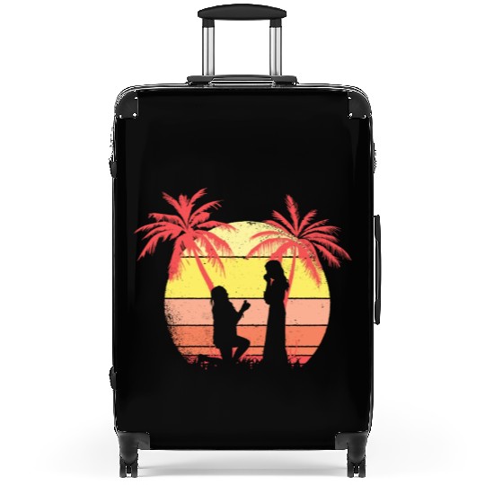 Lesbian Couple Romantic Marriage Propose Summer Suitcases
