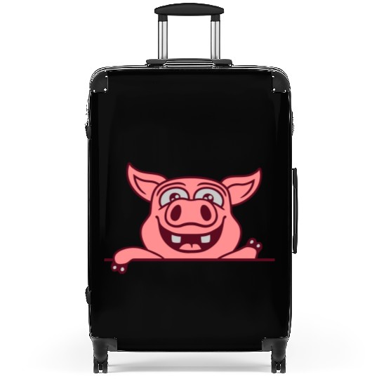 barn pig waving friendly Suitcases