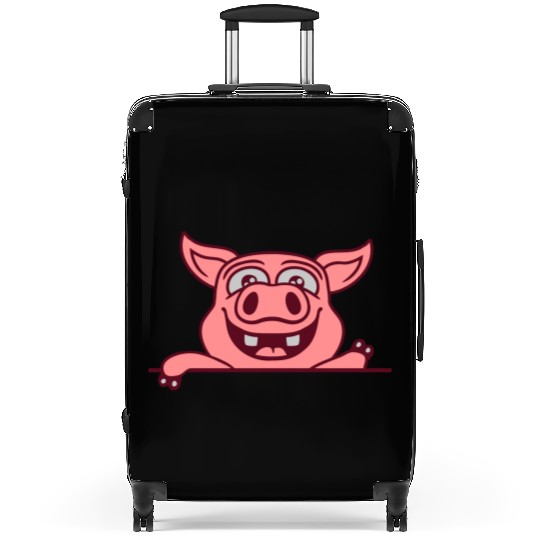 barn pig waving friendly Suitcases