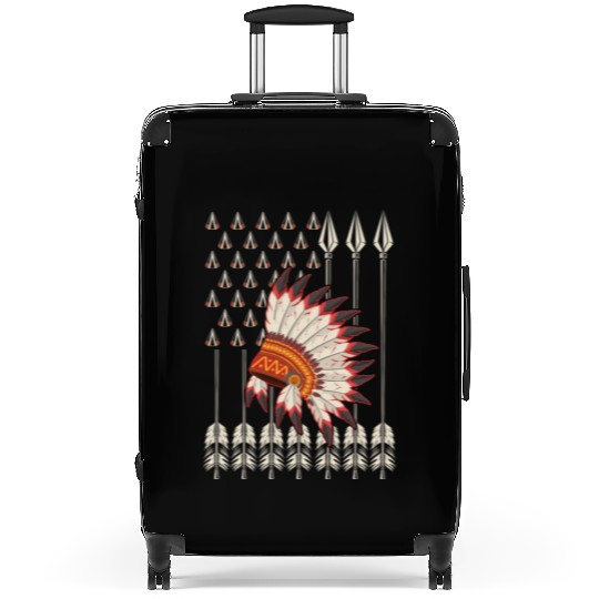 Native American Chief Traditional US Flag Suitcases