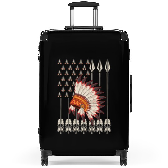 Native American Chief Traditional US Flag Suitcases